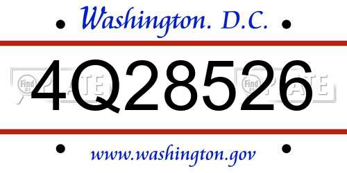 4Q28526 District Of Columbia License Plate