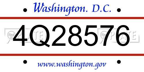 4Q28576 District Of Columbia License Plate