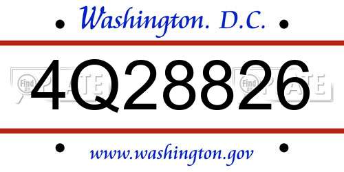 4Q28826 District Of Columbia License Plate