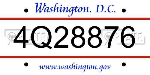 4Q28876 District Of Columbia License Plate