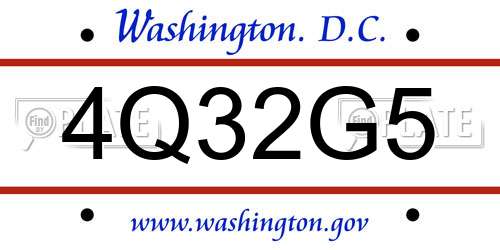 4Q32G5 District Of Columbia License Plate