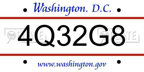 4Q32G8 District Of Columbia License Plate