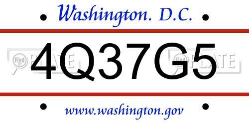 4Q37G5 District Of Columbia License Plate