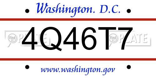 4Q46T7 District Of Columbia License Plate