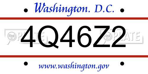 4Q46Z2 District Of Columbia License Plate