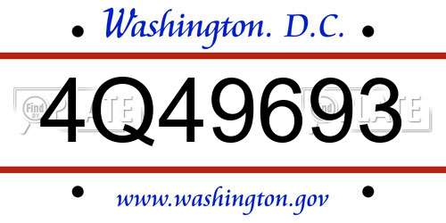 4Q49693 District Of Columbia License Plate