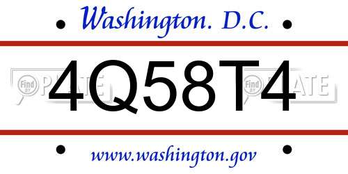 4Q58T4 District Of Columbia License Plate