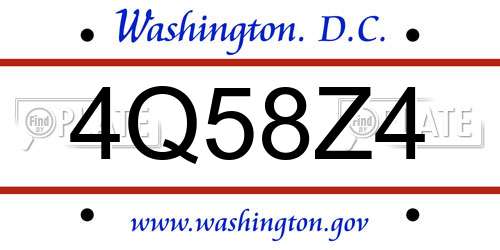 4Q58Z4 District Of Columbia License Plate