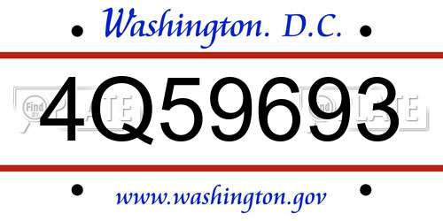 4Q59693 District Of Columbia License Plate