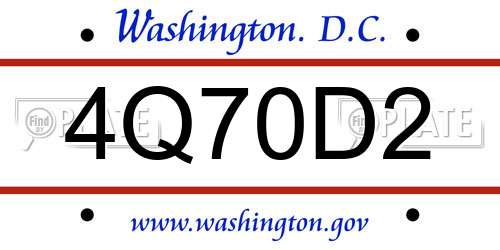 4Q70D2 District Of Columbia License Plate