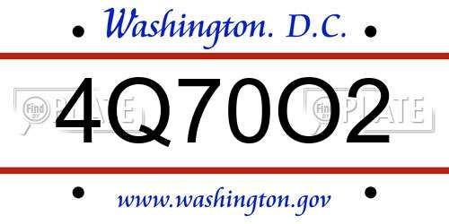 4Q70O2 District Of Columbia License Plate