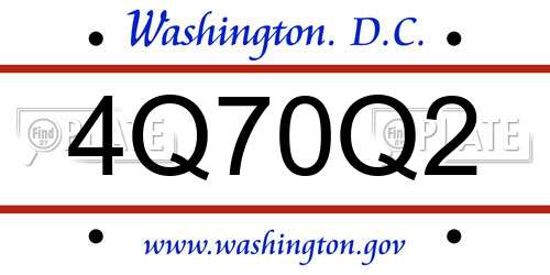 4Q70Q2 District Of Columbia License Plate