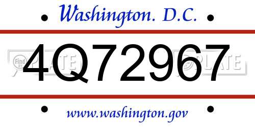 4Q72967 District Of Columbia License Plate