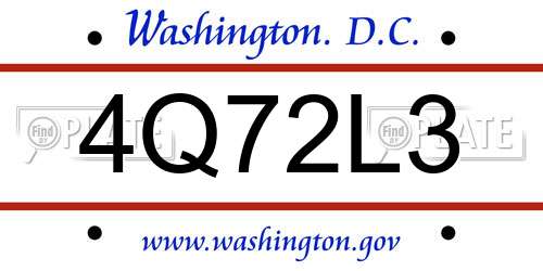 4Q72L3 District Of Columbia License Plate