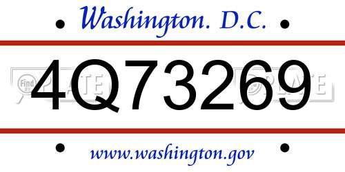 4Q73269 District Of Columbia License Plate