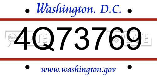 4Q73769 District Of Columbia License Plate