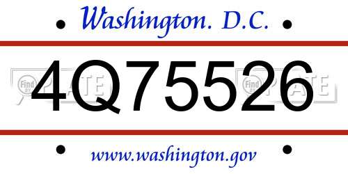 4Q75526 District Of Columbia License Plate