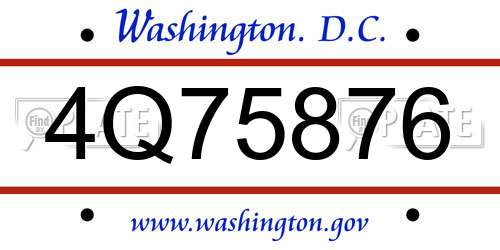 4Q75876 District Of Columbia License Plate