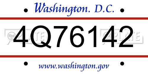 4Q76142 District Of Columbia License Plate
