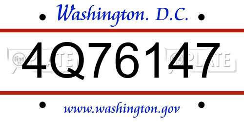 4Q76147 District Of Columbia License Plate