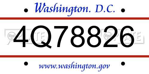 4Q78826 District Of Columbia License Plate