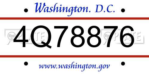 4Q78876 District Of Columbia License Plate