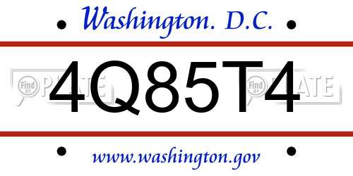 4Q85T4 District Of Columbia License Plate