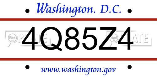 4Q85Z4 District Of Columbia License Plate