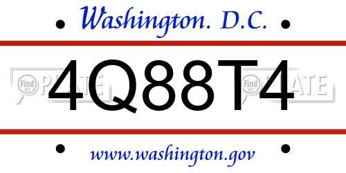 4Q88T4 District Of Columbia License Plate