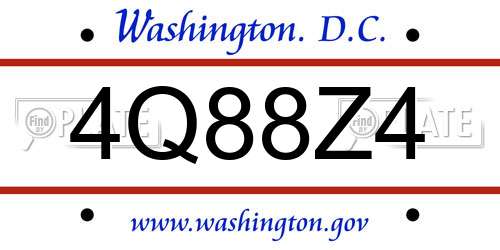 4Q88Z4 District Of Columbia License Plate