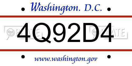 4Q92D4 District Of Columbia License Plate
