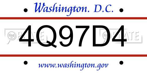 4Q97D4 District Of Columbia License Plate