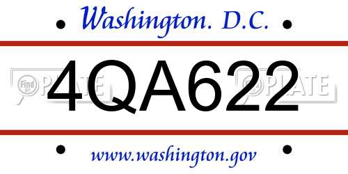 4QA622 District Of Columbia License Plate