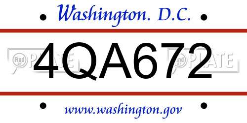 4QA672 District Of Columbia License Plate