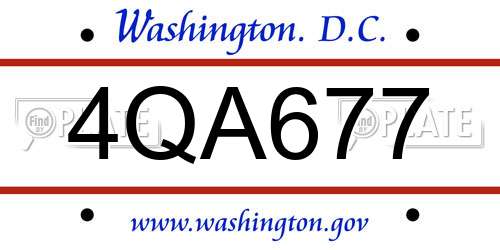 4QA677 District Of Columbia License Plate