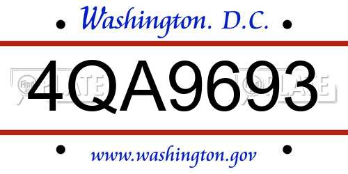 4QA9693 District Of Columbia License Plate