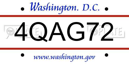 4QAG72 District Of Columbia License Plate