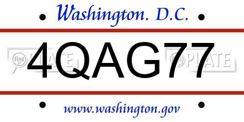 4QAG77 District Of Columbia License Plate