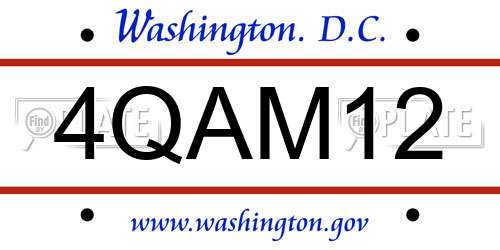 4QAM12 District Of Columbia License Plate