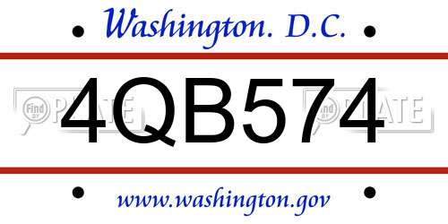 4QB574 District Of Columbia License Plate
