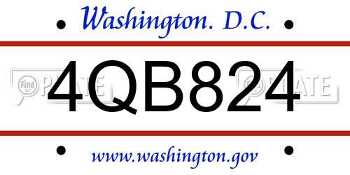 4QB824 District Of Columbia License Plate