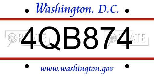 4QB874 District Of Columbia License Plate