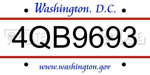 4QB9693 District Of Columbia License Plate