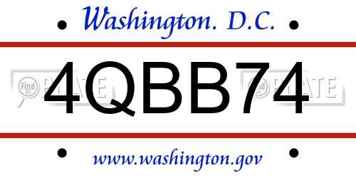 4QBB74 District Of Columbia License Plate