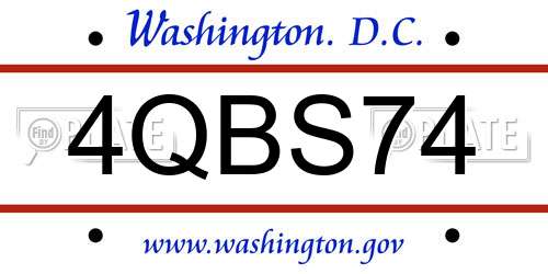 4QBS74 District Of Columbia License Plate