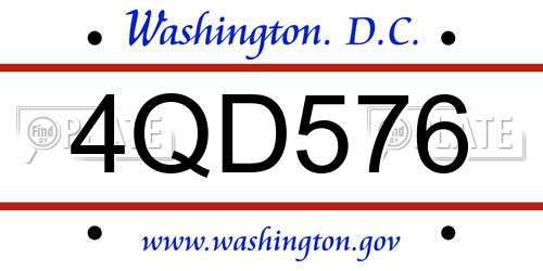 4QD576 District Of Columbia License Plate