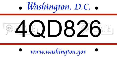 4QD826 District Of Columbia License Plate