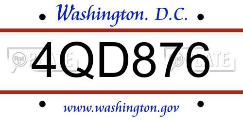 4QD876 District Of Columbia License Plate