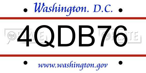 4QDB76 District Of Columbia License Plate