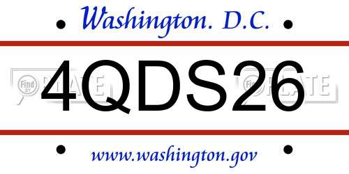 4QDS26 District Of Columbia License Plate